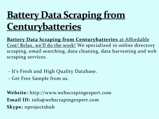Battery Data Scraping from Centurybatteries