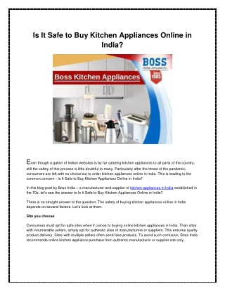 Is It Safe to Buy Kitchen Appliances Online in India?