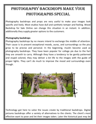 Photography Backdrops Make Your Photographs Special