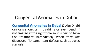 Congenital Anomalies in Dubai