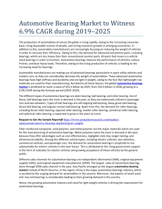Automotive Bearing Market Trend, Growth Opportunities Created by COVID19 Outbreak