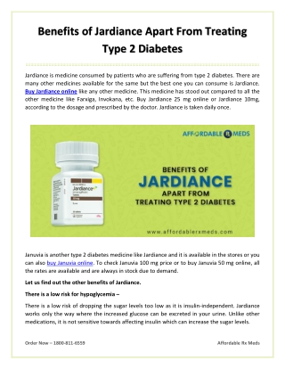 Benefits of Jardiance apart from treating Type 2 Diabetes