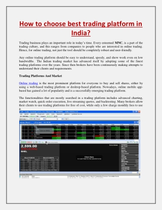 How to choose best trading platform in India?