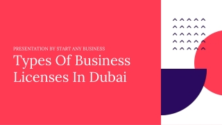 Types Of Business Licenses In Dubai