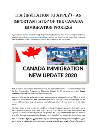 ITA (Invitation to Apply)-An Important Step of the Canada Immigration Process