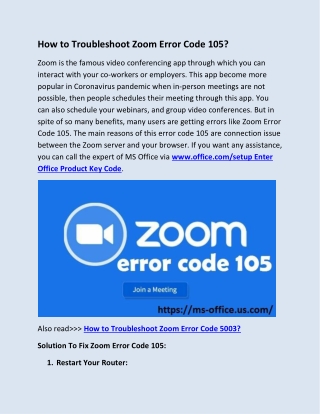 How to Troubleshoot Zoom Error Code 105?