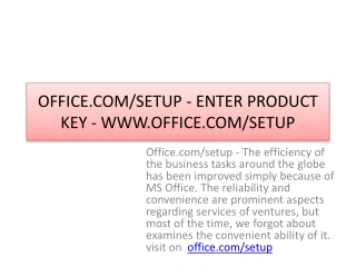 OFFICE.COM/SETUP - ENTER PRODUCT KEY - WWW.OFFICE.COM/SETUP