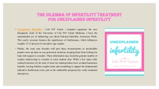 The Dilemma of Infertility Treatment for Unexplained Infertility