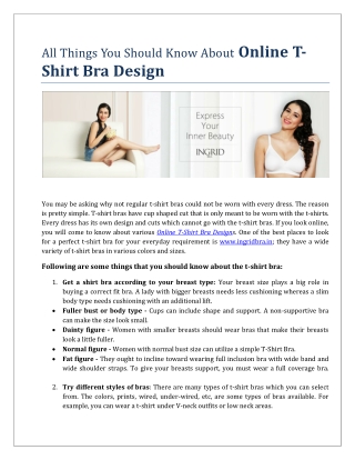 Online T-Shirt Bra Design