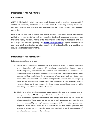 Importance of ANSYS Software