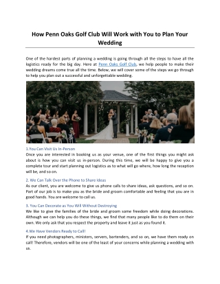 How Penn Oaks Golf Club Will Work with You to Plan Your Wedding