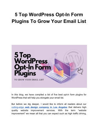 5 Top WordPress Opt-In Form Plugins To Grow Your Email List