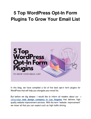 5 Top WordPress Opt-In Form Plugins To Grow Your Email List