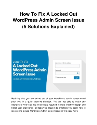 How To Fix A Locked Out WordPress Admin Screen Issue (5 Solutions Explained)