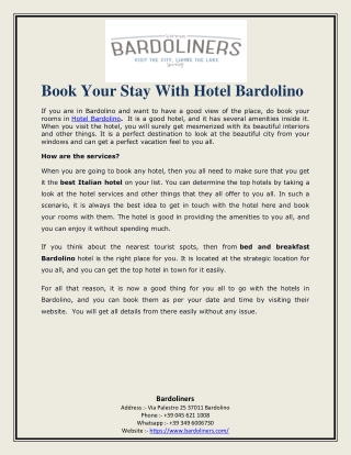 Book Your Stay With Hotel Bardolino