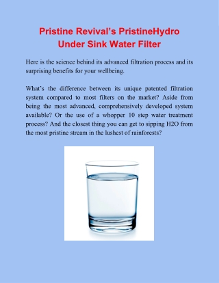 Under Sink Water Filter