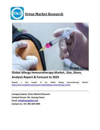 Global Allergy Immunotherapy Market Size, Industry Trends, Share and Forecast 2019-2025