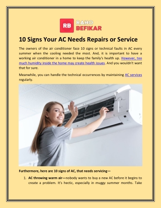 10 Signs Your AC Needs Repairs or Service