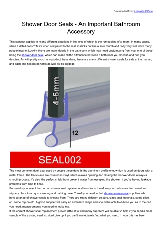 Shower Door Seals - An Important Bathroom Accessory