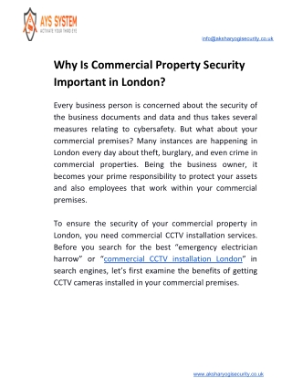 Why Is Commercial Property Security Important in London?