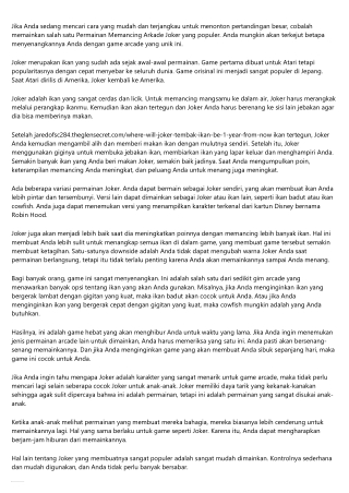 This Week's Top Stories About joker tembak ikan