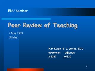 Peer Review of Teaching