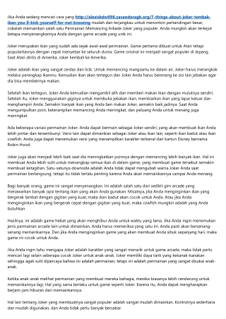 The Advanced Guide to joker tembak ikan