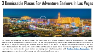 3 Unmissable Places For Adventure Seekers In Las Vegas