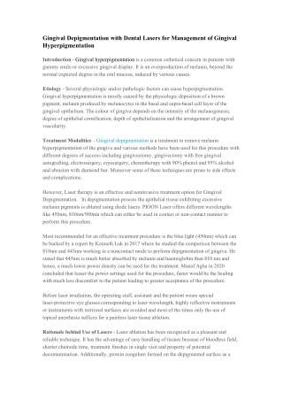 Gingival Depigmentation with Dental Lasers for Management of Gingival Hyperpigmentation