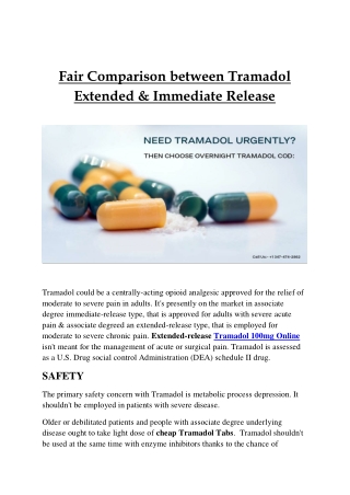 Fair Comparison between Tramadol Extended & Immediate Release