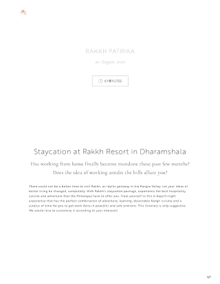 Staycation at Rakkh Resort in Dharamshala