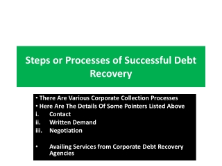 Steps or Processes of Successful Debt Recovery