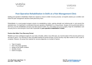 Post-Operative Rehabilitation in Delhi at a Pain Management Clinic