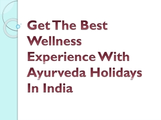 Get The Best Wellness Experience With Ayurveda Holidays In India