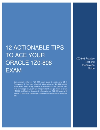 [BEST] 12 Actionable Tips to Ace Your Oracle 1Z0-808 Exam