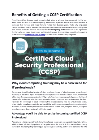 Benefits of Getting a CCSP Certification | Cyber Security Courses