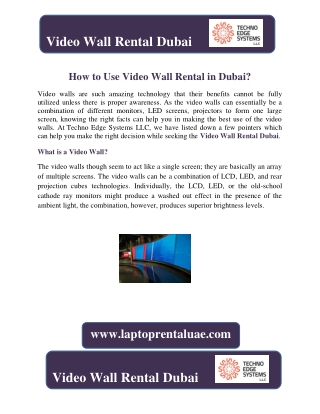 How to Use Video Wall Rental in Dubai?