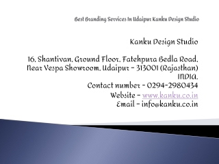 Best Branding Services In Udaipur Kanku Design Studio