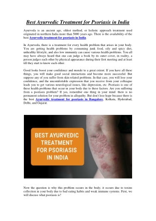 Best Ayurvedic Treatment for Psoriasis in India