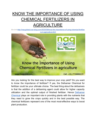 Importance of Chemical Fertilizers in Agriculture