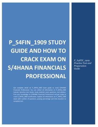 P_S4FIN_1909 Study Guide and How to Crack Exam on S/4HANA Financials Professional