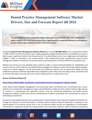 Dental Practice Management Software Market Drivers, Size and Forecast Report till 2024