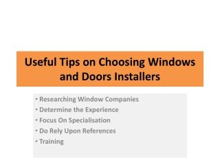 Useful Tips on Choosing Windows and Doors Installers