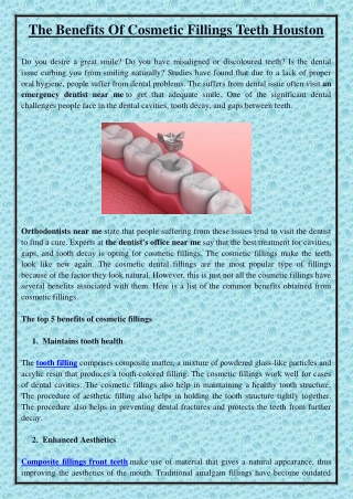 The Benefits Of Cosmetic Fillings Teeth Houston