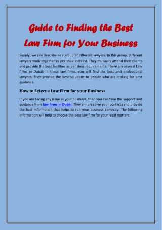 Guide to Finding the Best Law Firm for Your Business