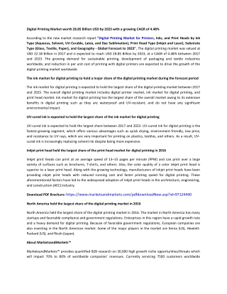Digital Printing Market | Industry Analysis and Market Forecast to 2023 | MarketsandMarkets