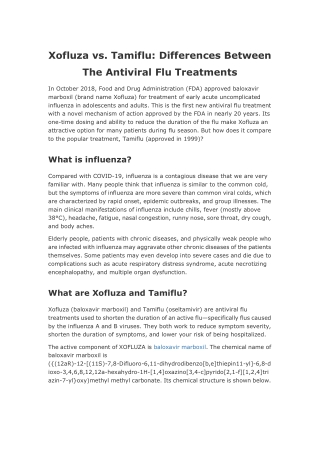 Xofluza vs. Tamiflu: Differences Between The Antiviral Flu Treatments