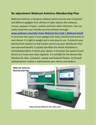 Re-adjustment Webroot Antivirus Membership Plan