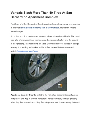 Vandals Slash More Than 40 Tires At San Bernardino Apartment Complex