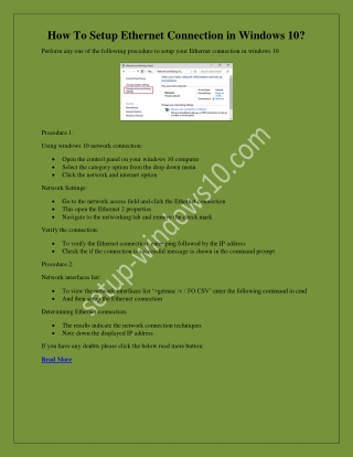 How To Setup An Ethernet Connection In Windows 10?